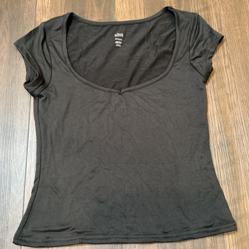 Blink Essentials‎ T-Shirt Womens Medium Black Excellent Scoop Neck Short Sleeve